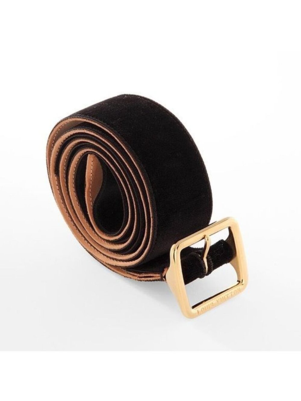 Louis Vuitton Velvet Leather Backed Branded Logo Buckle Belt - Picture 1 of 11